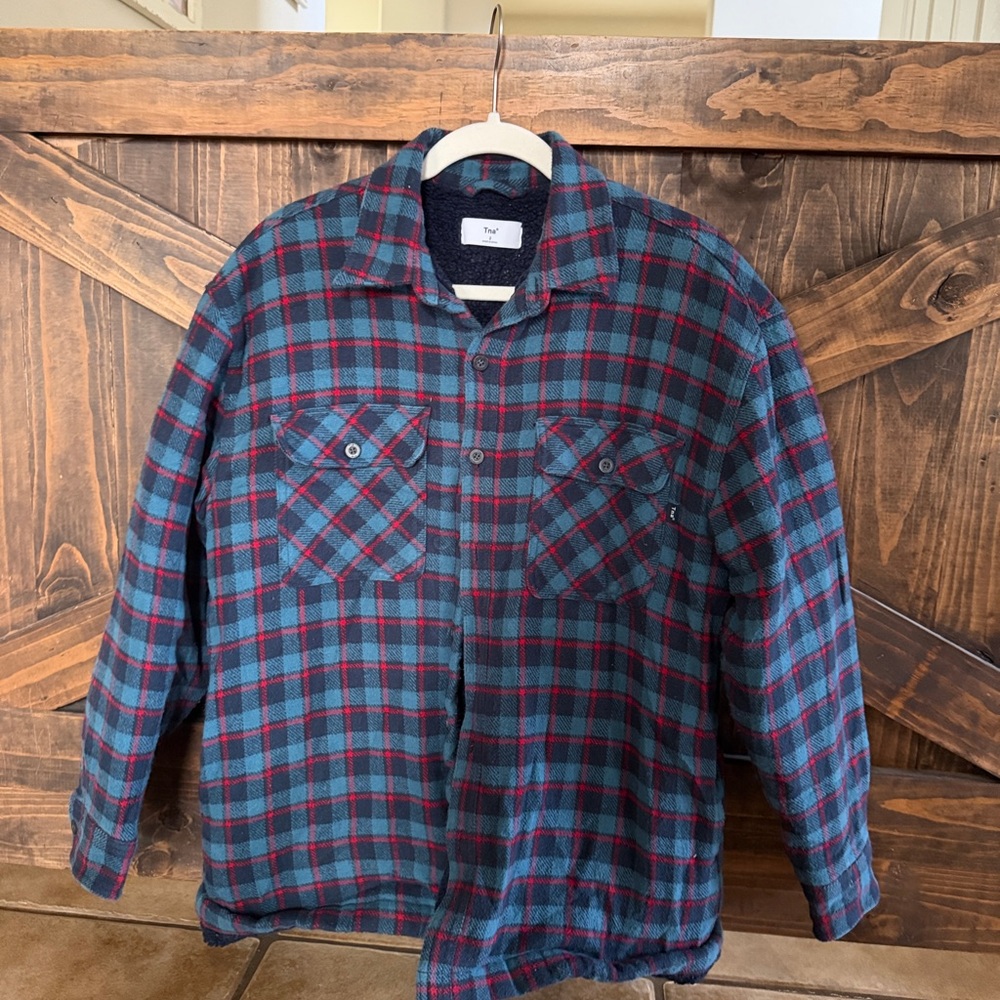 TNA Blue and Red Plaid Shirt Jacket